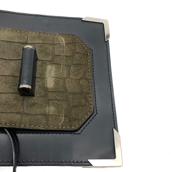 Mackage Rubie Black Green High Gloss Leather Shoulder Crossbody Bag - Picture 10 of 13